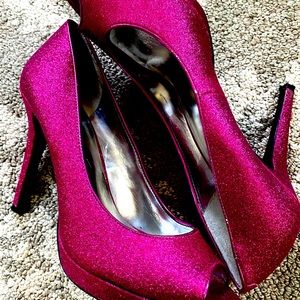 INC sparkly pink open toe heels shoes 7.5 M